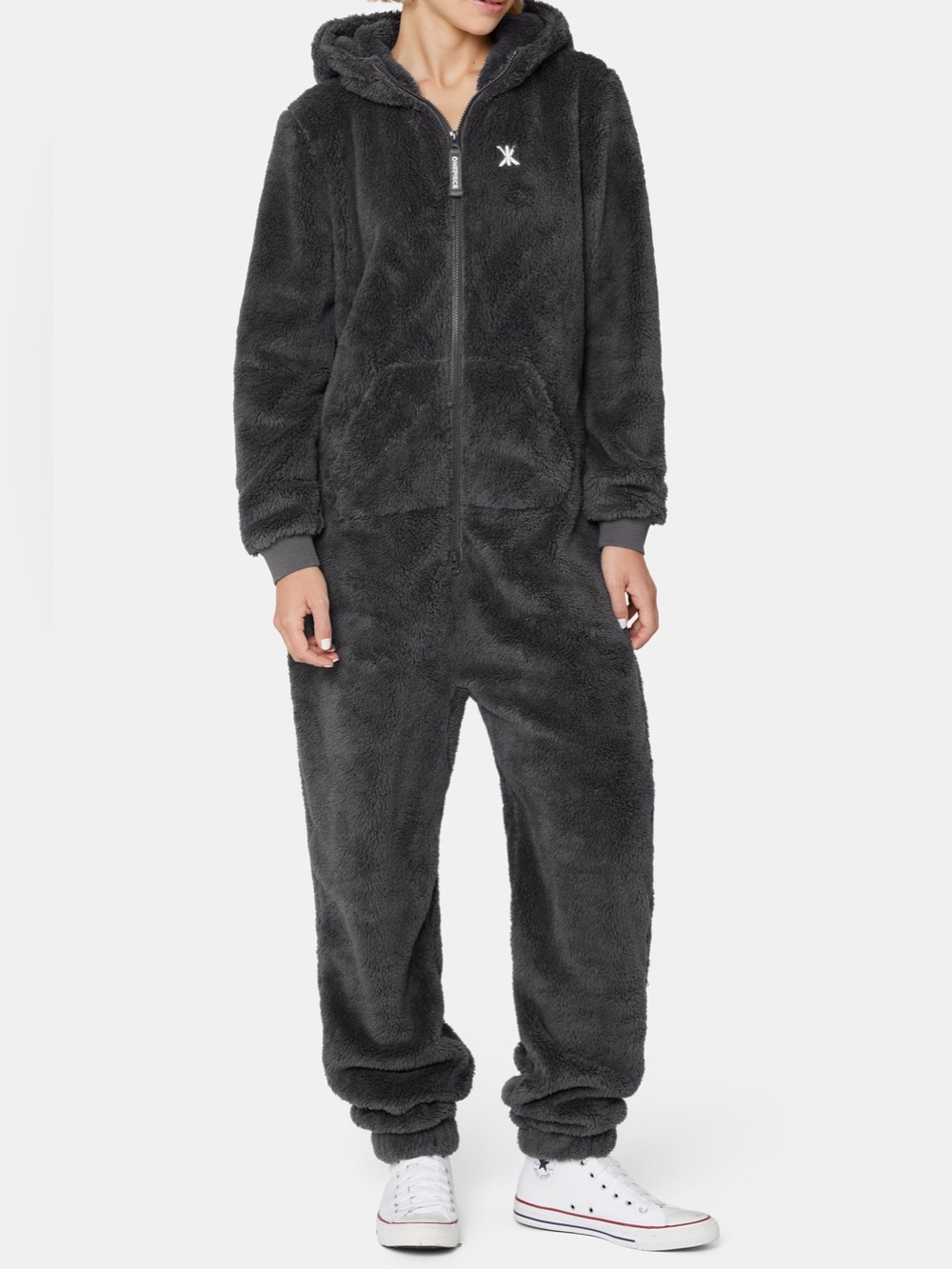 OnePiece Sz XS Puppy Dark Grey Cozy Hooded Lounge Jumpsuit